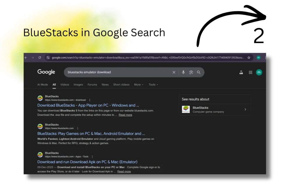 BlueStacks Search In Google