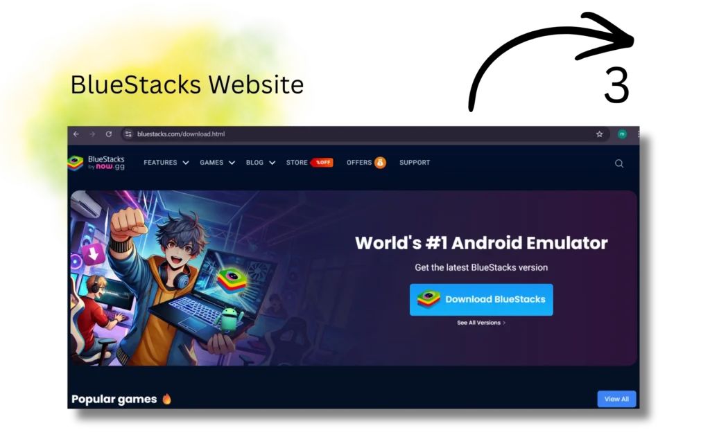 Open the BlueStacks Emulator Website