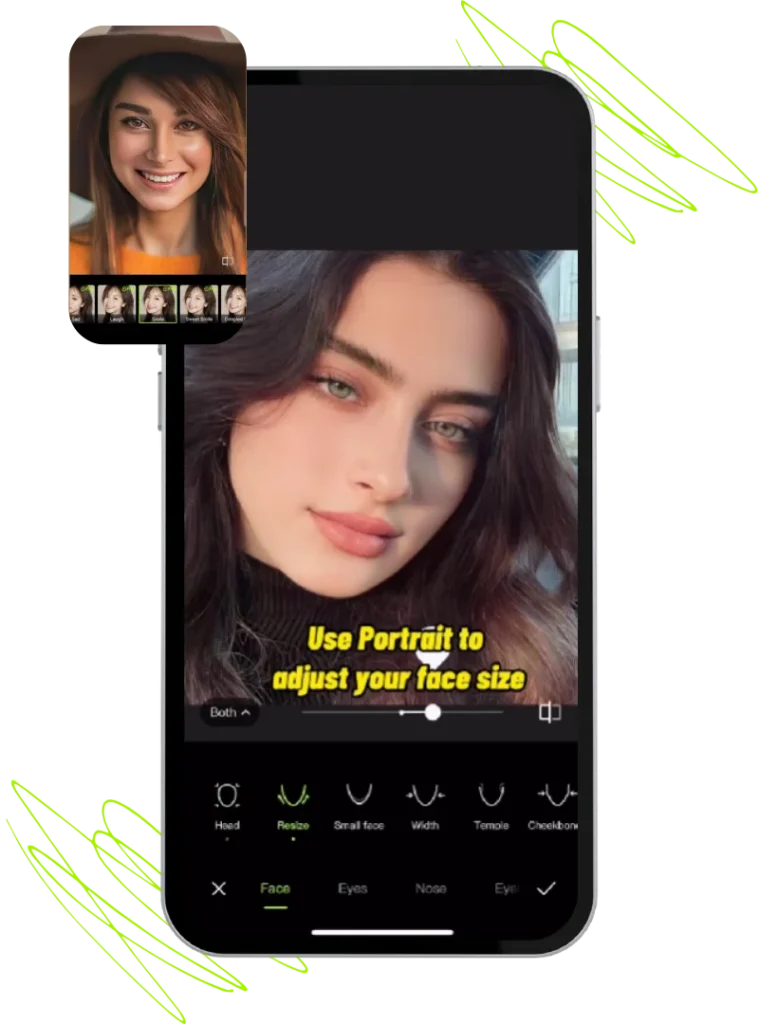 Use face slim feature of Hypic APK to adjust face 